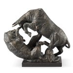 Metal Financial Art – 17.5” Tall Bull and Bear Symbol for Modern Offices
