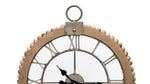 Wood Frame Wall Clock with Metal Dial 30 Inch Warm Brown Finish By Melrose
