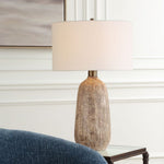 Rustic Brown Table Lamp with Metal Accents