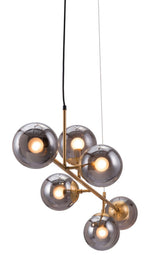 Statement Pendant Light in Brass and Smoked Glass
