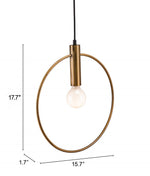 Zuo Modern – Irenza Ceiling Lamp, 17.7 in Height, Brass Finish, Hardwired Fixture