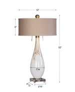 Chic Uttermost white glass table lamps offering ambient room lighting