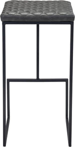 Zuo Modern Compact Gray Barstool With Sculptural Faux Leather Seat