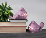 Rose Ceramic Bird Lights – Set of 2 LED Decorative Sculptures