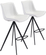 Zuo Modern White Faux Leather Barstools, 42.7