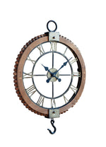 Open Face Country Wall Clock with Metal Hook 30in Height Wooden Frame By Melrose