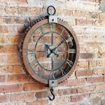 Rustic Industrial Wall Clock with Hook Feature 30in Height Wood and Metal Design By Melrose