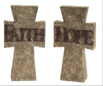 Rustic sentiment tabletop crosses – hope faith love – 10.75 inch height – polystone set – By Melrose