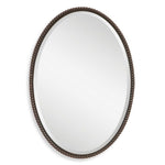 Bronze Oval Wall Mirror for Entryway – Transitional Beveled Glass Design