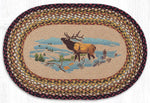 Rustic Elk Accent Rug – Oval Winter Patch Mat from Earth Rugs