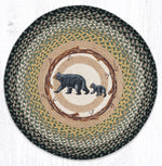 Nature-Inspired Round Rug – Mama & Baby Bear Design on Braided Jute