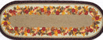 Hand-Stenciled Fall Wreath Oval Table Runner Natural Jute