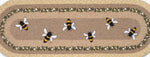 Hand-Stenciled Bee Oval Table Runner Natural Jute Braided
