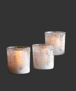 Frosted Snow Forest Votive Candle Holders 3.5 Inch Height Glass Set By Melrose