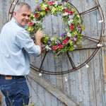 pink and green wreath