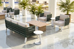 Durable Aluminum Coffee Table with Natural Wood Appeal