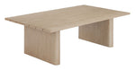 Modern Outdoor Aluminum Coffee Table with Faux Wood Finish, Natural Tone