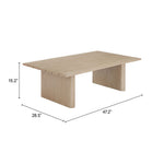 Rectangular Patio Coffee Table, Natural Aluminum with Faux Wood Look