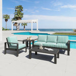 Modern Rectangular Black Coffee Table with Faux Wood Texture
