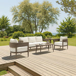 Modern Metal Coffee Table, Brown Rectangular Design
