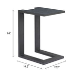 Modern Black Metal Accent Table for Patio or Living Room