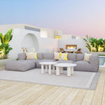 Contemporary Olefin Fabric Ottoman for Patio