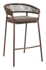 Skye Brown Barstool – Outdoor Steel & Rattan Frame
