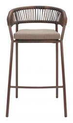 Outdoor Barstool with Armrest & Footrest – Brown