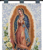 Woven Virgin Mary Wall Art – Religious Decor with Finial Rod