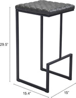 Zuo Modern Backless Gray Barstool For Kitchen Island Seating