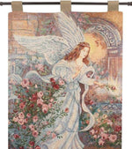 Romantic Angel Wall Tapestry – Lena Liu Artwork with Finial Rod