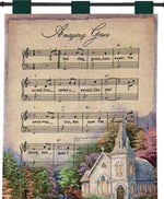 Rustic Hymn Wall Hanging – Amazing Grace Woven Tapestry 26x36