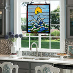 P106 Stained Glass Panel with Angelfish Design