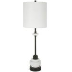 Compact drum shade table lamp