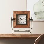 Desk Clock on Rustic Stand – 17.5 inch – Wood & Metal Accent – Melrose