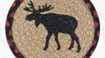 Eco-Friendly Jute Large Round Coaster Black Moose Cabin Kitchen 7x7