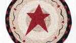 “Large 7x7 burgundy coaster with primitive star pattern for coffee tables”