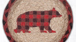 Earth Rugs Cozy Cabin Coaster – Eco-Friendly Braided Jute with Flannel Bear