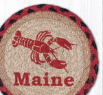 Earth Rugs Maine Red Lobster Coaster – Nautical Hand-Braided Table Mat