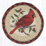 Red Cardinal Table Coaster – Earth Rugs Hand-Stenciled Jute Design