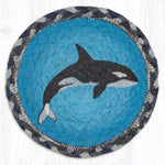 Marine Life Coaster – Braided Orca Drink Mat in Ocean Tones by Earth Rugs