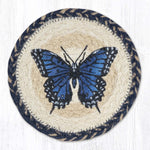 Blue swallowtail butterfly round large coaster rustic 7 inch