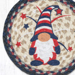 Farmhouse Stars & Stripes Gnome Trivet – Round Braided Jute Hot Pad