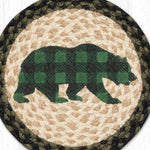 Eco-Friendly Cabin Trivet – Bear Silhouette in Green Plaid