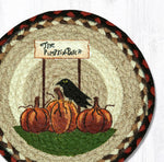 Pumpkin Scene Printed Trivet – Rustic Braided Jute Table Mat