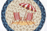 Beach House Accent – Round Trivet with Red Chair Coastal Artwork
