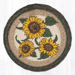 Eco-Friendly Floral Hot Pad – Sunflower Scene on Round Jute Trivet