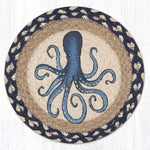 Nautical Blue Octopus Design 10 Inch Braided Jute Table Protector