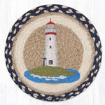 Nautical White Lighthouse Design 10 Inch Braided Jute Table Protector