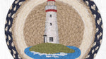 Coastal Style Round Jute Trivet with White Lighthouse Print – Heat Resistant